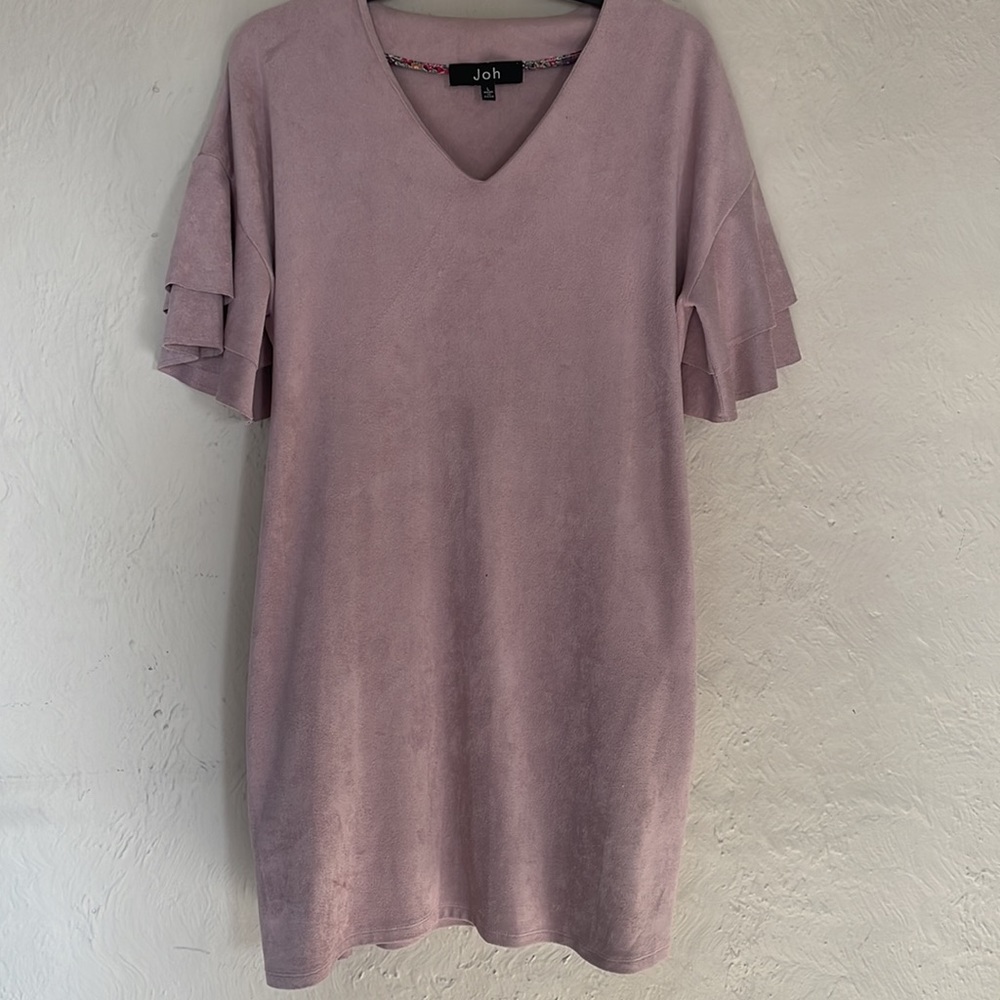 pink suede dress
